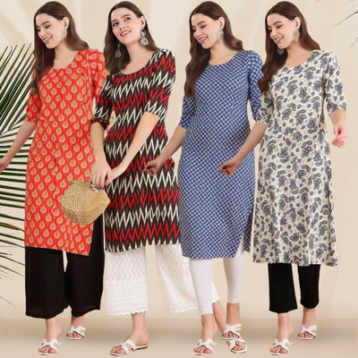 1 Stop Fashion Women Printed A-line Kurta(Multicolor)
