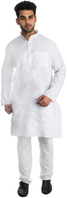 DESHBANDHU KHADI Men Solid Straight Kurta(White)