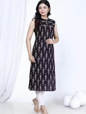 Fashiontrand Women Printed Straight Kurta(Black)