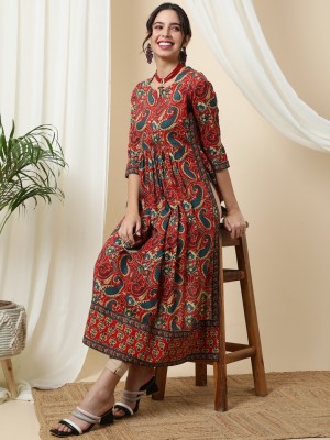 Gulmohar Jaipur Women Printed Flared Kurta(Multicolor)