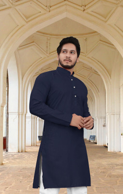 SURATILALA Men Solid Straight Kurta(Dark Blue)
