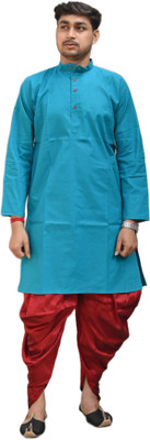Sumit online Men Self Design Straight Kurta(Light Blue)