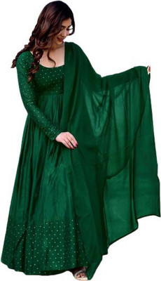 NARI DREAM Women Applique Anarkali Kurta(Green)