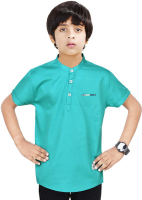 MADE IN THE SHADE Boys Self Design Straight Kurta(Light Green)