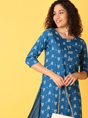 V-MART Women Printed A-line Kurta(Blue)