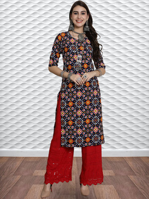 EthnicBasket Women Printed Straight Kurta(Multicolor)