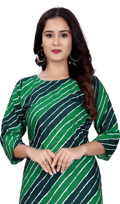 dhanshree tex Women Printed A-line Kurta(Green)