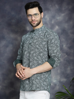 ANOUK Men Printed Straight Kurta(Grey)