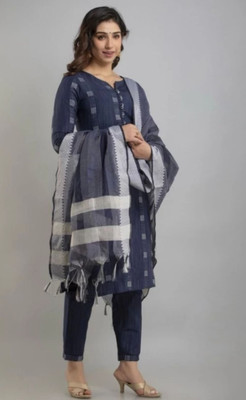 Il filo Women Printed A-line Kurta(Dark Blue)