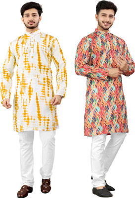 DHASU TRENDZ Men Printed Straight Kurta(Multicolor)
