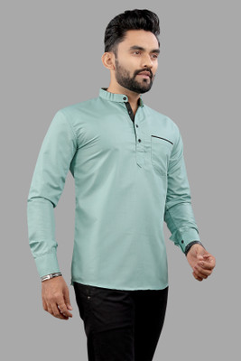 SPOQUE Men Solid Straight Kurta(Light Green)