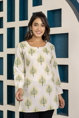 Tela Bonita Women Printed Straight Kurta(Green)