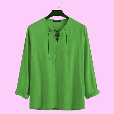 Super Weston Men Solid Straight Kurta(Green)