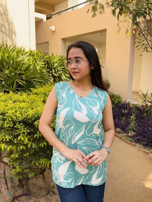 Majestykart Women Printed Straight Kurta(Light Green, White)