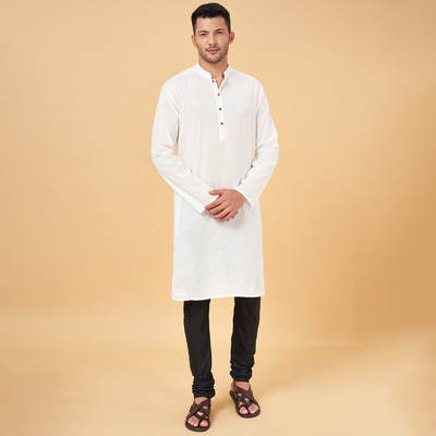 Indus Route by Pantaloons Men Solid A-line Kurta(White)