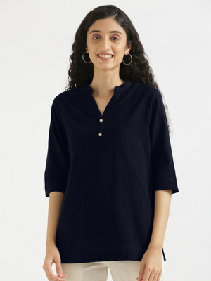 rromeo Women Solid Straight Kurta(Dark Blue)