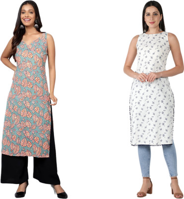 KALAXI Women Printed Straight Kurta(Multicolor)