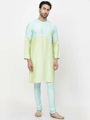 LELA Men Solid Straight Kurta(Green)