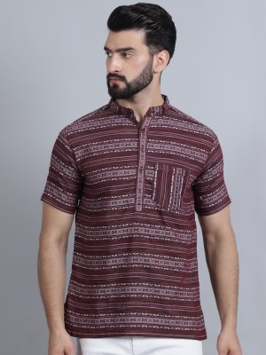 Aarsha Men Printed Straight Kurta(Maroon)