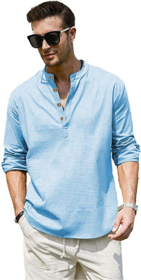 VIMASUTI Men Solid Straight Kurta(Light Blue)