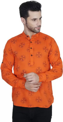 Dhruvi Creation Men Printed Straight Kurta(Red)