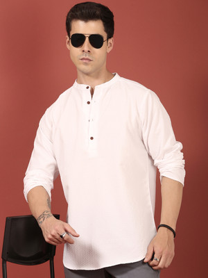 Voroxy Men Solid Straight Kurta(Black)