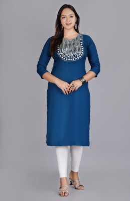 TWIEE Women Embroidered A-line Kurta(Blue)