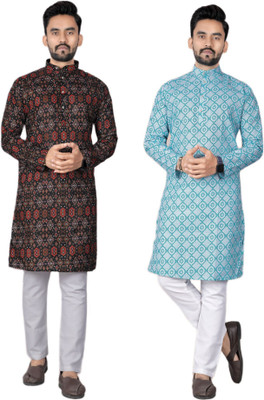 DHASU TRENDZ Men Printed Straight Kurta(Multicolor)