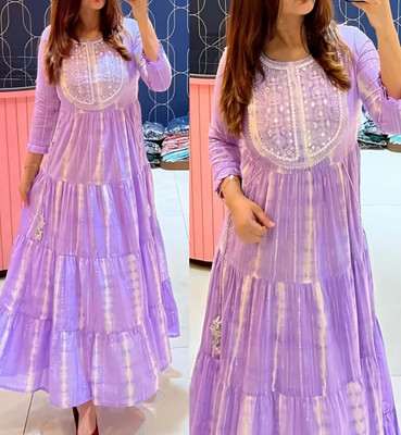 VKASHFAB Women Printed Anarkali Kurta(Purple)