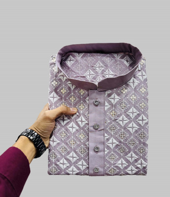 FOXDX Men Embellished A-line Kurta(Multicolor)