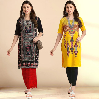 1 Stop Fashion Women Printed A-line Kurta(Multicolor)