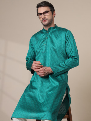 ADHIRAJAN Men Solid Straight Kurta(Green)