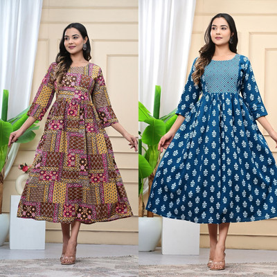 Kadri Women Floral Print A-line Kurta(Multicolor)