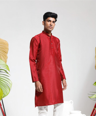 VASTRAMAY Men Solid Straight Kurta(Maroon)