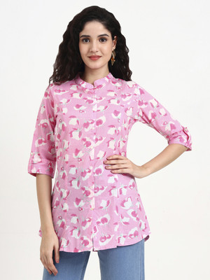 DIVENA Women Printed Casual Pink Shirt