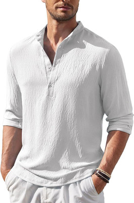 MADHAVISTA Men Solid Straight Kurta(White)