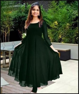 KALESHH ENTERPRISE Women Solid Anarkali Kurta(Black)