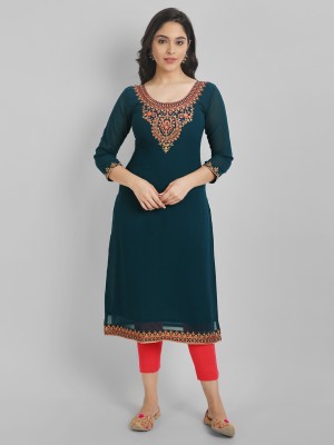 Vastani Enterprise Women Embroidered A-line Kurta(Blue)