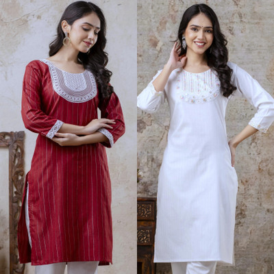 AUZAAI COLLECTION Women Block Print Ethnic Dress Kurta(Multicolor)