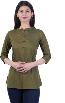 INDICRAFT Women Self Design Straight Kurta(Green)