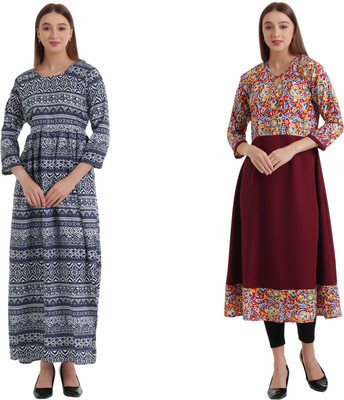 HouseOfCommon Women Solid Anarkali Kurta(Maroon)