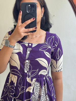 Manvi Enterprises Women Ikat Anarkali Kurta(Purple)