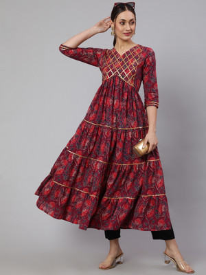 GLAM ROOTS Flared/A-line Gown(Maroon, Red)