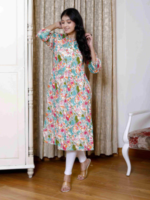 Sheffali Creation Women Printed Flared Kurta(Multicolor)