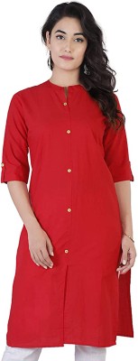 TextileCloth Women Solid Straight Kurta(Red)