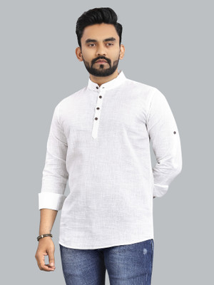 allan peter Men Solid Straight Kurta(White)