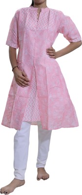 Mojila place Women Floral Print A-line Kurta(Pink)