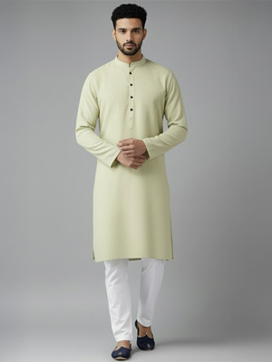 Vida Loca Men Solid Straight Kurta(Light Green)