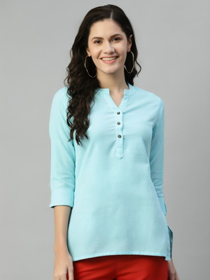 PP Vastram Women Solid A-line Kurta(Light Blue)