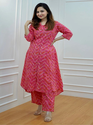SAKSHI FASHION Women Printed A-line Kurta(Pink)